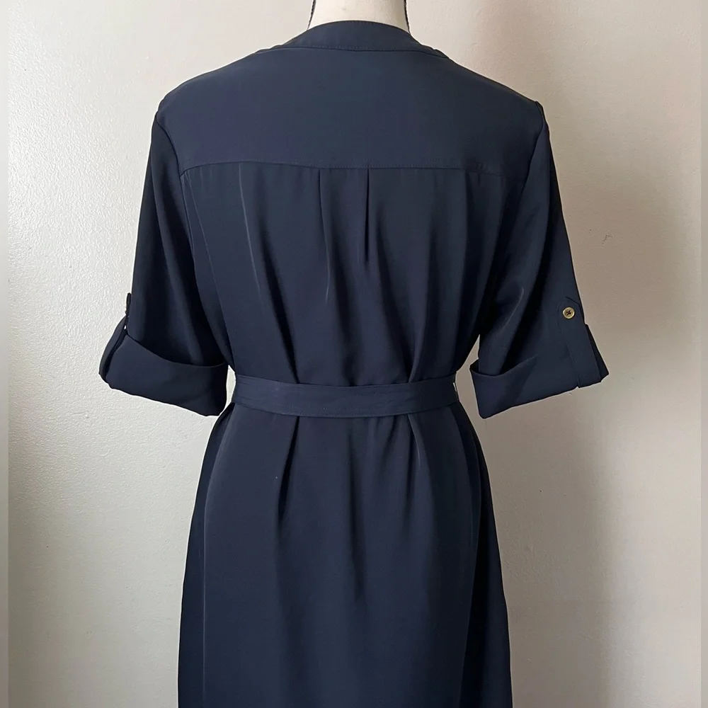 Pop-Over Button Up Shirt Dress With Tie Belt Size 6 - Picture 5 of 6